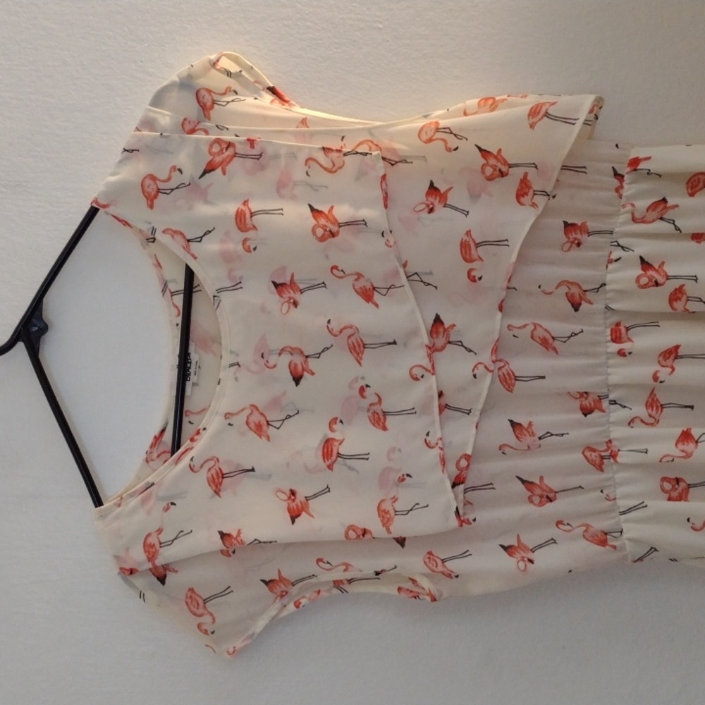 Molly Braken Flamingo Print Sleeveless Dress NWOT Size M - Picture 2 of 9